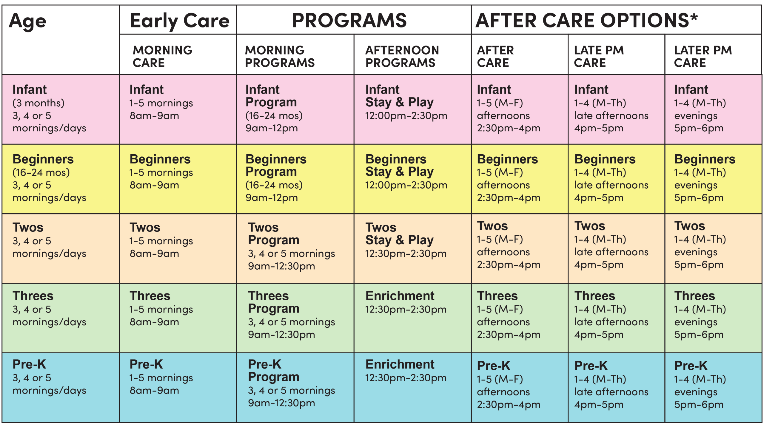 Preschool Programing Hours
